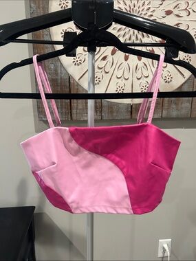 Le Lis Two-Tone Pink Colorblock Crop Patent Leather Size XS